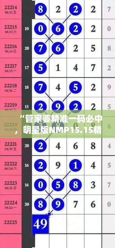 “管家婆精準一碼必中，明星版NMP15.15精選解析”