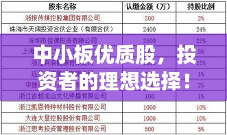 中小板優(yōu)質(zhì)股，投資者的理想選擇！