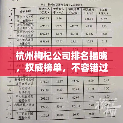 杭州枸杞公司排名揭曉，權(quán)威榜單，不容錯過！