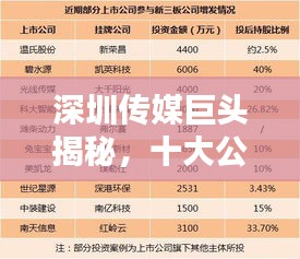深圳傳媒巨頭揭秘，十大公司排名榜單