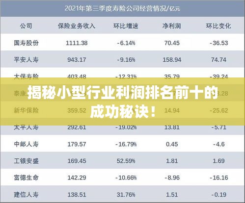 揭秘小型行業(yè)利潤排名前十的成功秘訣！