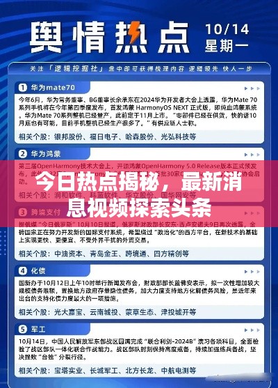 今日熱點(diǎn)揭秘，最新消息視頻探索頭條