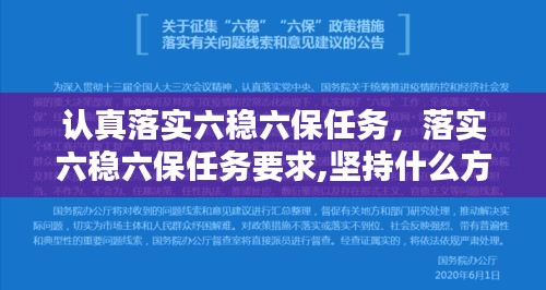 認真落實六穩(wěn)六保任務，落實六穩(wěn)六保任務要求,堅持什么方針 