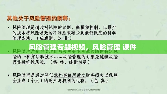 風(fēng)險管理專題視頻，風(fēng)險管理 課件 