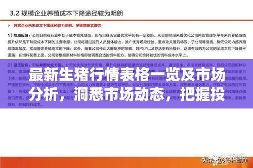 最新生豬行情表格一覽及市場分析，洞悉市場動態(tài)，把握投資機會！