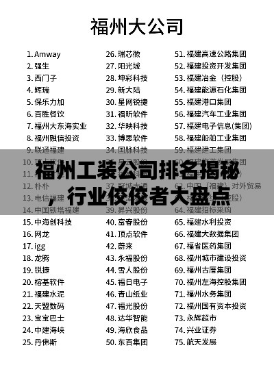 福州工裝公司排名揭秘，行業(yè)佼佼者大盤點(diǎn)