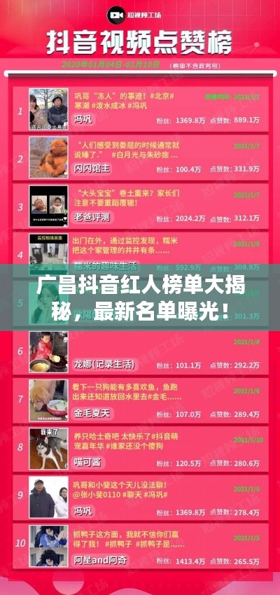 廣昌抖音紅人榜單大揭秘，最新名單曝光！