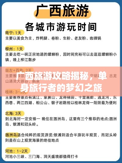 廣西旅游攻略揭秘，單身旅行者的夢(mèng)幻之旅
